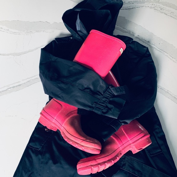 Michael Kors Navy Hooded Trench Coat Women L - Picture 2 of 8